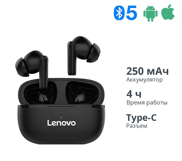 Беспроводные наушники Lenovo HT05 True Wireless Earbuds (Black) - 2