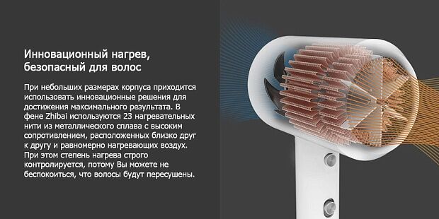 Фен Zhibai Straight Negative Ion Hair Dryer Upgrade HL312 (White/Белый) - 6