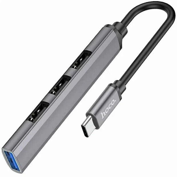 USB-C Хаб HOCO HB26 4 in 1 3хUSB 2.0  1xUSB 3.0 (серый) - 2