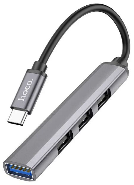 USB-C Хаб HOCO HB26 4 in 1 3хUSB 2.0  1xUSB 3.0 (серый) - 1